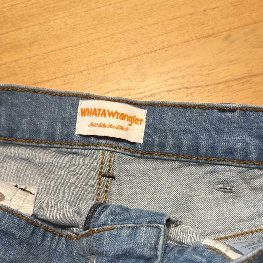 Wrangler Blue Denim Shorts with Vibrant Orange Details - Picture 4 of 5